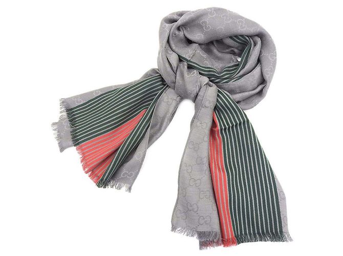 Sciarpa in cotone e seta con motivo GG di Gucci Porpora - vista 3