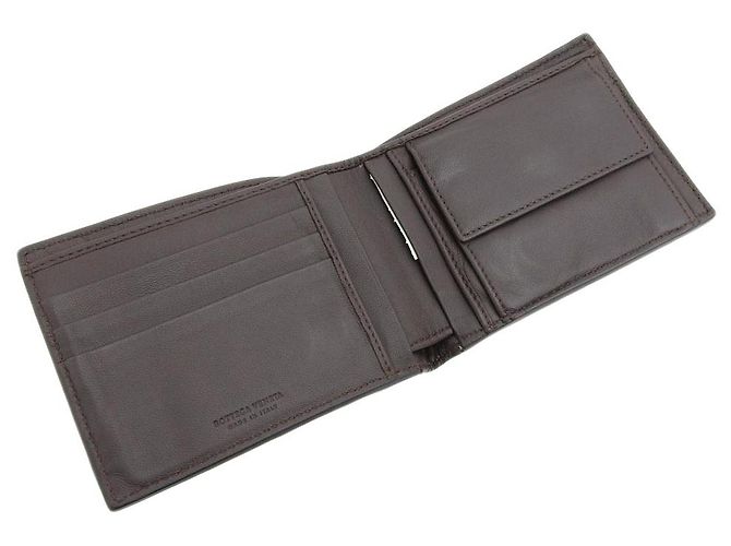 Bottega Veneta Leder Bifold Geldbörse Dunkelbraun - Ansicht 6
