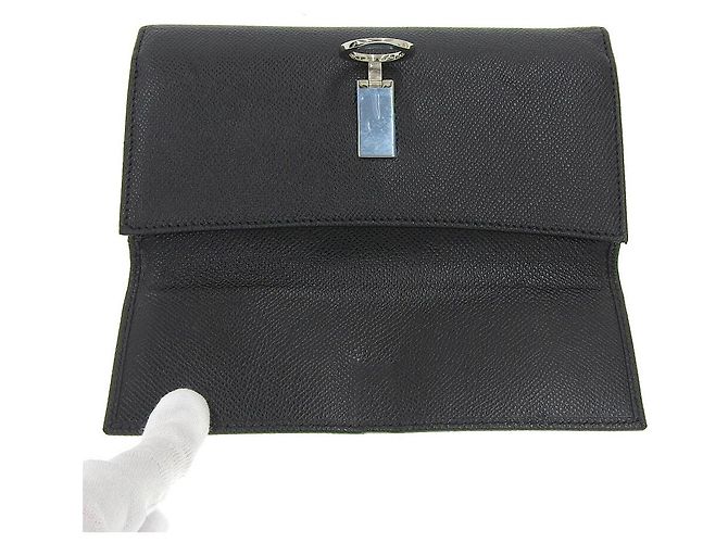 Bulgari Bvlgari Leather Double Hook Wallet Black - view 8