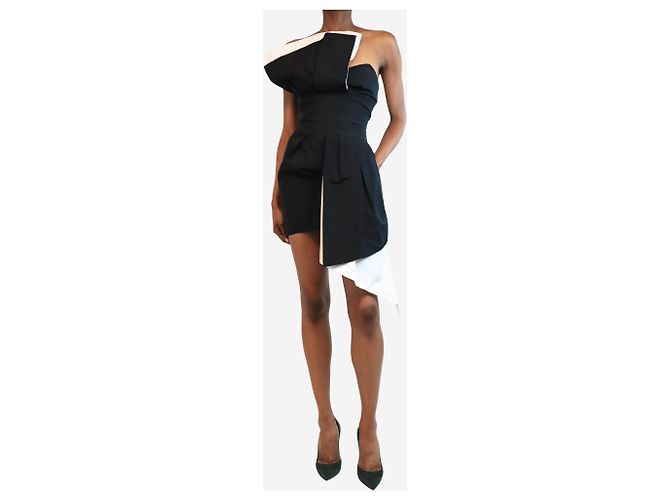 Alexandre Vauthier Schwarzes asymmetrisches trägerloses Minikleid - Größe UK 6 - Ansicht 3