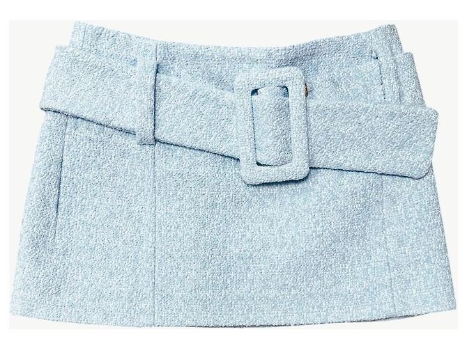 Autre Marque Minifalda Patou con cinturón azul cielo algodón - vista 3
