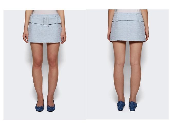 Autre Marque Minifalda Patou con cinturón azul cielo algodón - vista 6