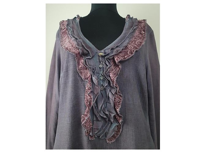 Blusa de algodón Elisa Cavaletti púrpura - vista 2