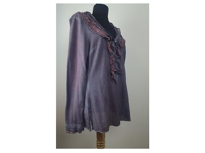 Blusa de algodón Elisa Cavaletti púrpura - vista 3