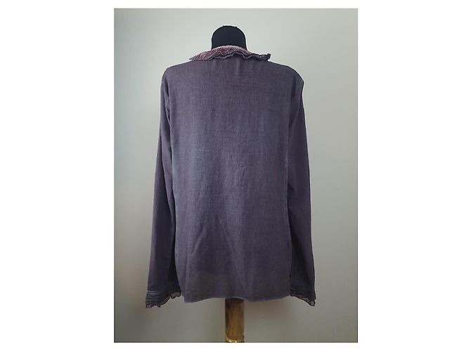 Blusa de algodón Elisa Cavaletti púrpura - vista 5