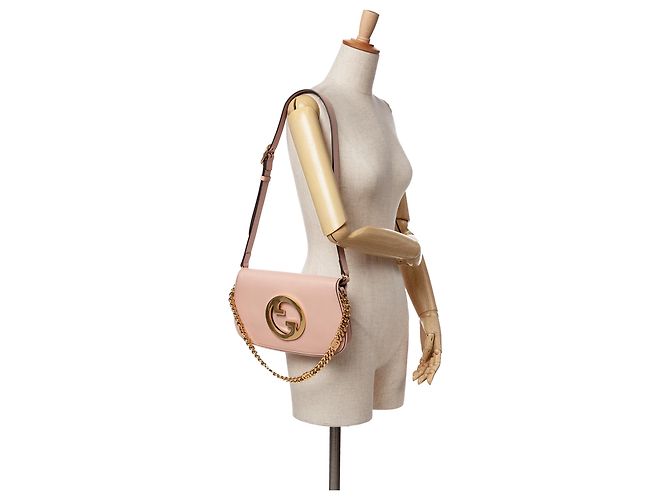 Borsa a tracolla Blondie in pelle di vitello rosa Gucci - vista 11