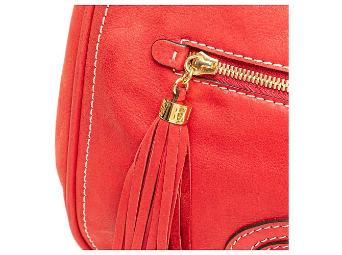 Bolso de hombro de ante rojo Anagram Madrid con flecos LOEWE Roja - vista 9