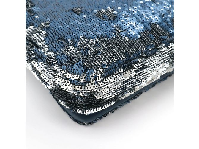 Borsa a spalla con catena di paillettes Chanel CocoCuba Blu - vista 4