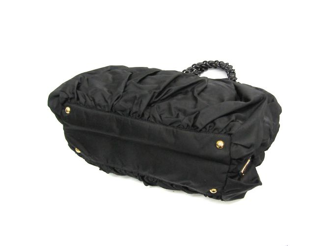 Borsa a spalla con catena arricciata Prada Nero - vista 2