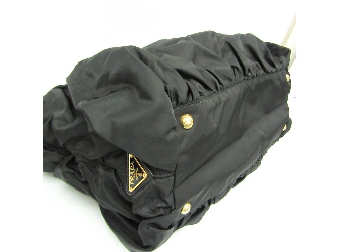 Borsa a spalla con catena arricciata Prada Nero - vista 5