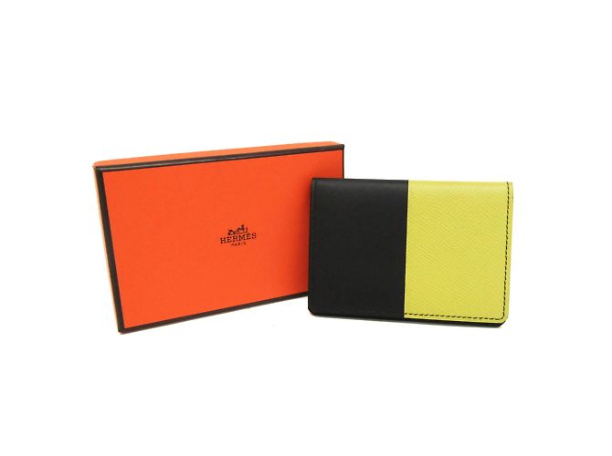 Hermès Hermes Manhattan Leather Card Case Black Yellow - view 2