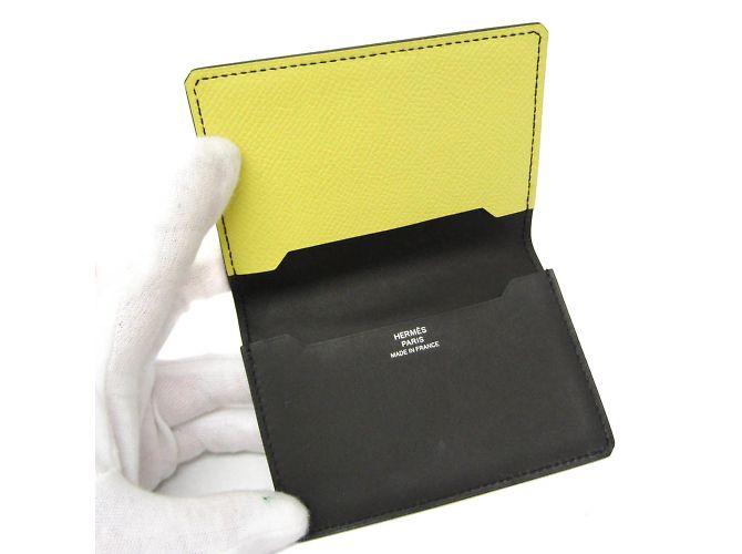 Hermès Hermes Manhattan Leather Card Case Black Yellow - view 4