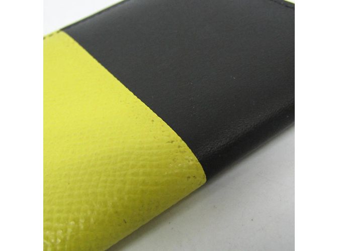 Hermès Hermes Manhattan Leather Card Case Black Yellow - view 6