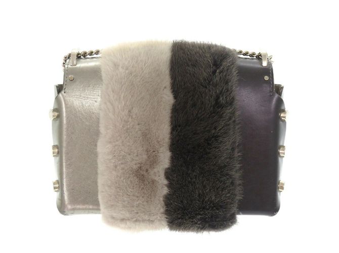 Borsa a spalla in pelle di visone Rocket Petite di Jimmy Choo Marrone Argento - vista 3