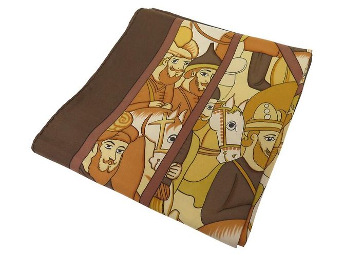 Hermès FULAR VINTAGE HERMES ALI BABA P. PERON 1ª EDIZIONE 1972 QUADRATO 90CM Giallo - vista 14