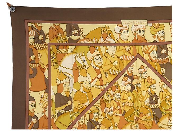 Hermès FULAR VINTAGE HERMES ALI BABA P. PERON 1ª EDIZIONE 1972 QUADRATO 90CM Giallo - vista 2