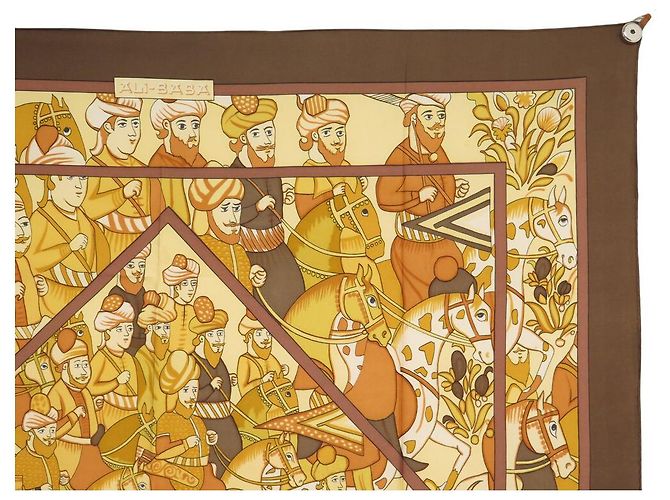 Hermès FULAR VINTAGE HERMES ALI BABA P. PERON 1ª EDIZIONE 1972 QUADRATO 90CM Giallo - vista 3