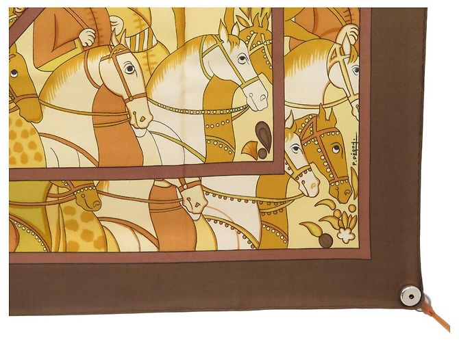 Hermès FULAR VINTAGE HERMES ALI BABA P. PERON 1ª EDIZIONE 1972 QUADRATO 90CM Giallo - vista 4