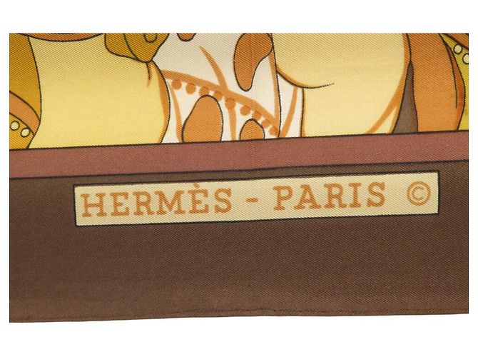 Hermès FULAR VINTAGE HERMES ALI BABA P. PERON 1ª EDIZIONE 1972 QUADRATO 90CM Giallo - vista 6