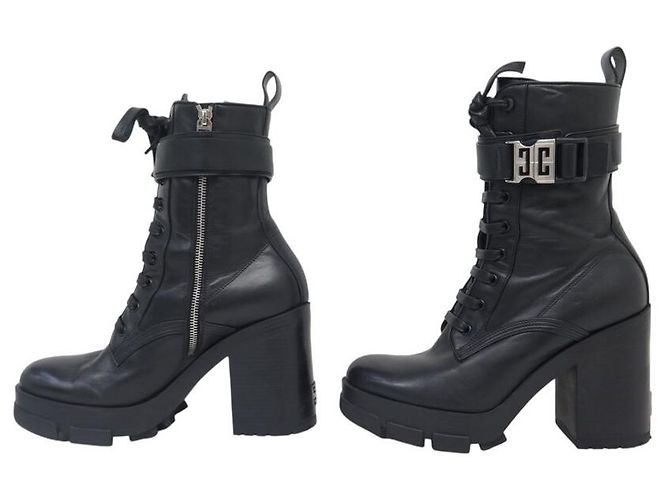 ZAPATOS GIVENCHY BOTINES DE PIEL TERRA NEGRO BE603QE1AU 40 BOTAS COMBAT - vista 2