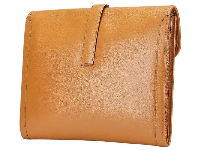 Hermès Clutch in pelle Hermes Jige GM Marrone - vista 2