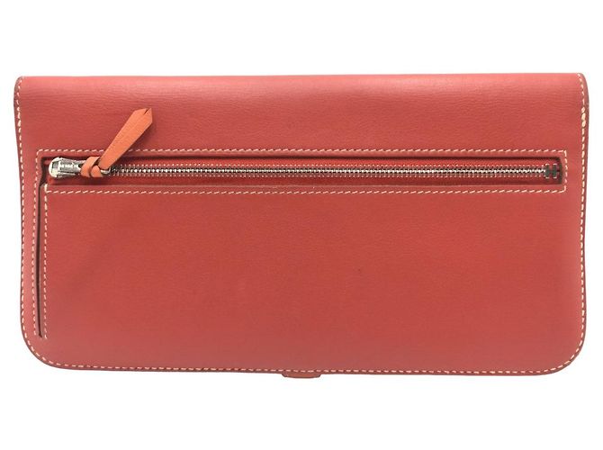 Hermès Portafoglio lungo in pelle Hermes Dogon Rosso - vista 2