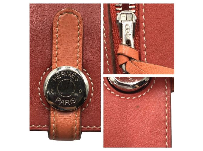 Hermès Portafoglio lungo in pelle Hermes Dogon Rosso - vista 6