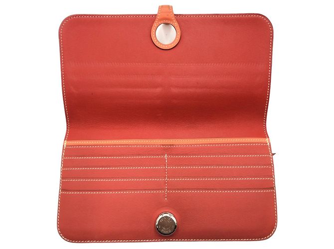 Hermès Portafoglio lungo in pelle Hermes Dogon Rosso - vista 7
