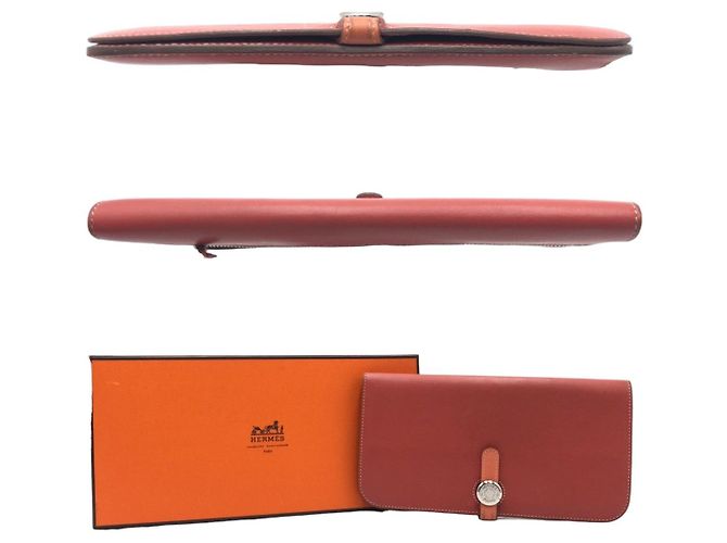 Hermès Portafoglio lungo in pelle Hermes Dogon Rosso - vista 9