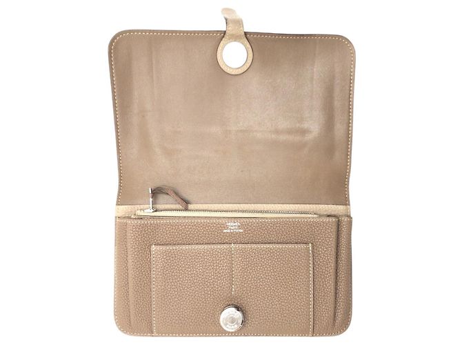 Hermès Portafoglio Lungo Hermes Dogon GM Togo Marrone - vista 7