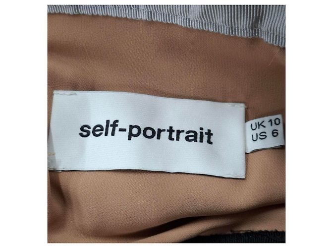 Self portrait Mini-Kleid aus grauem Polyester mit floraler Spitze und schulterfrei von Self-Portrait - Ansicht 3