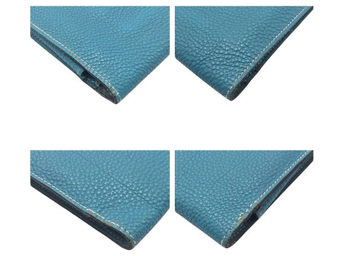Hermès Portafoglio Lungo Hermes Dogon GM Togo Blu - vista 3