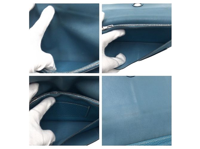 Hermès Portafoglio Lungo Hermes Dogon GM Togo Blu - vista 7