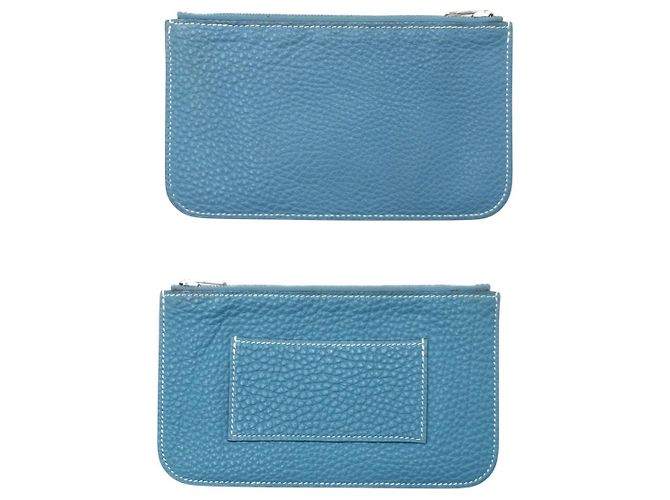 Hermès Portafoglio Lungo Hermes Dogon GM Togo Blu - vista 8