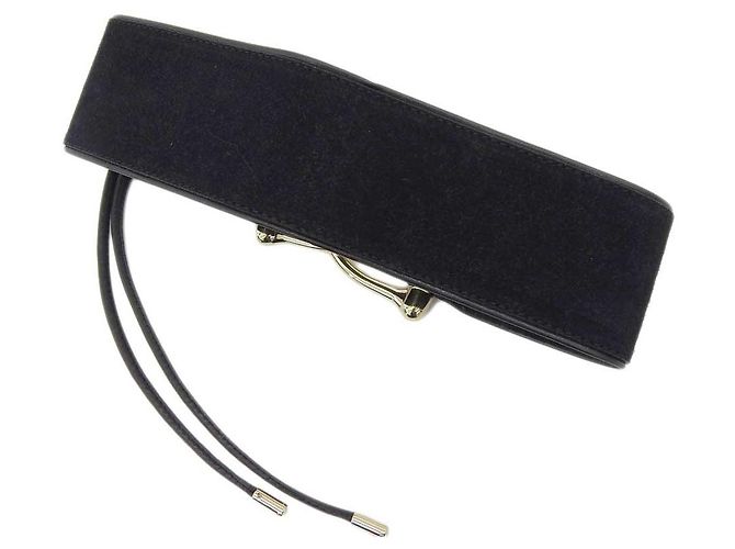 Cintura larga in suede Gucci nera e dorata XS Nero - vista 2