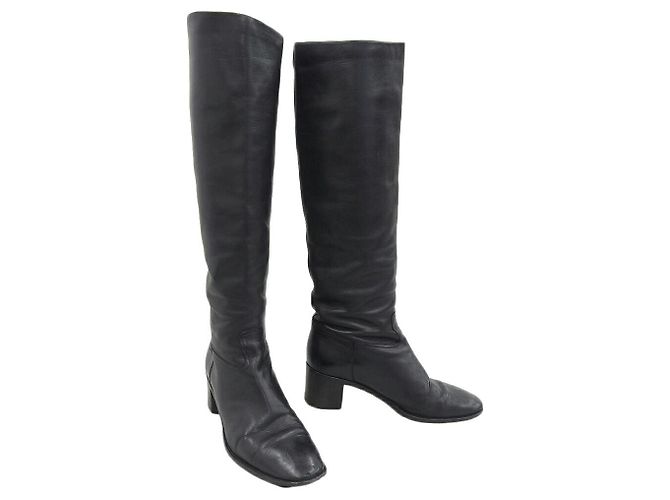 Hermès Botas largas de cuero Hermes negras Negro - vista 2