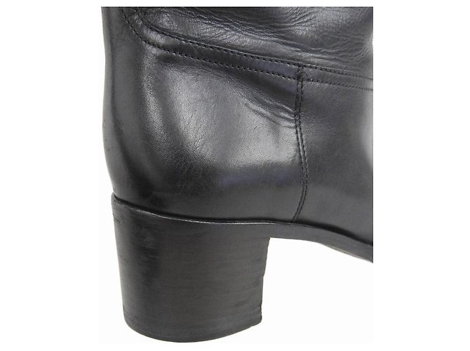 Hermès Botas largas de cuero Hermes negras Negro - vista 4