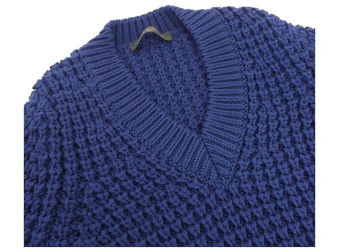 Louis Vuitton Wollpullover mit V-Ausschnitt marineblau S - Ansicht 3