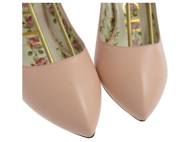 Pumps in pelle floreale Gucci rosa - vista 3
