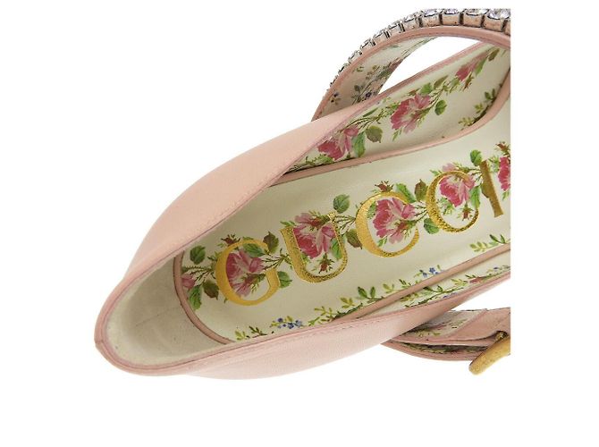 Pumps in pelle floreale Gucci rosa - vista 7