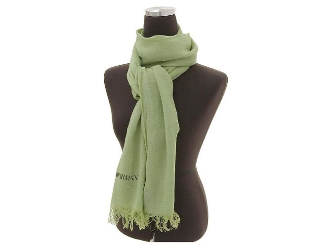 Sciarpa in lino rayon Emporio Armani verde chiaro - vista 2