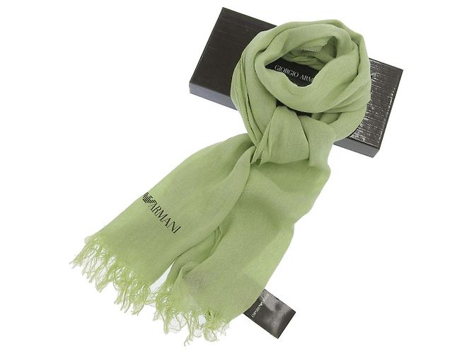 Sciarpa in lino rayon Emporio Armani verde chiaro - vista 3