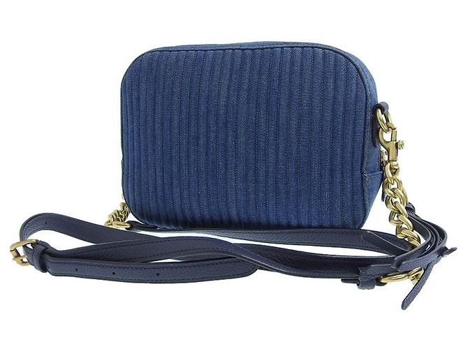 Bolsa de ombro em denim acolchoada com studs Coach 53622 Azul - vista 2