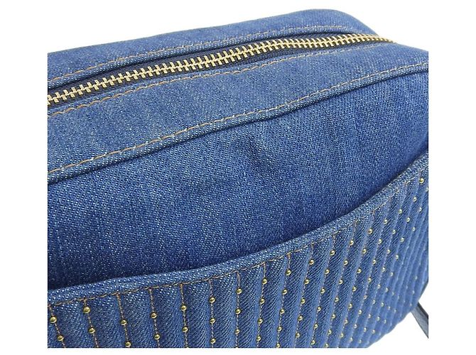 Bolsa de ombro em denim acolchoada com studs Coach 53622 Azul - vista 4
