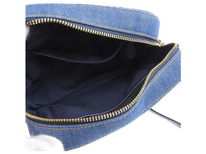 Bolsa de ombro em denim acolchoada com studs Coach 53622 Azul - vista 6
