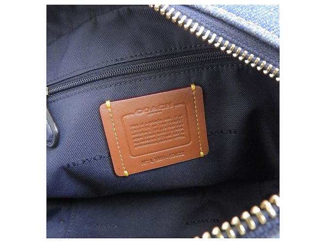 Bolsa de ombro em denim acolchoada com studs Coach 53622 Azul - vista 7