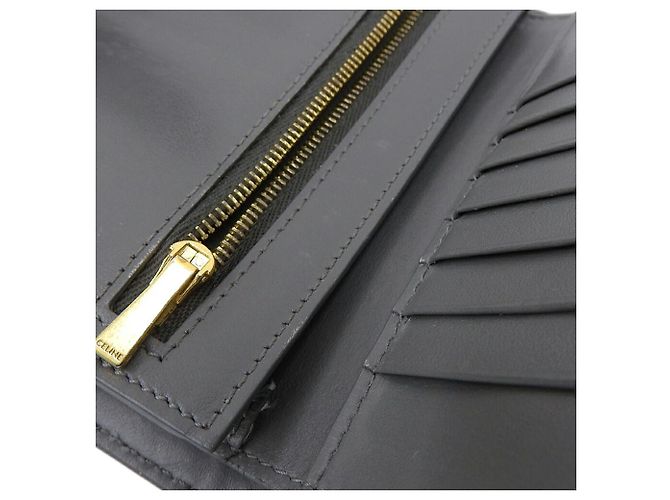Céline Celine Medium Strap Wallet Leather Gray Brown - view 4