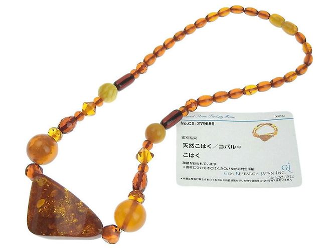 Autre Marque Echter Bernstein-Halskette ohne Marke Orange - Ansicht 5