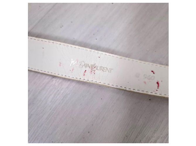 Yves Saint Laurent Cinturón blanco YSL de los años 80 con amapolas rojas - vista 5