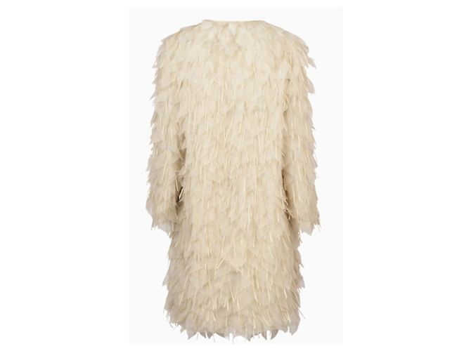 Valentino Capa de Plumas de Organza Circa 1993 Alta Costura Beige - vista 2